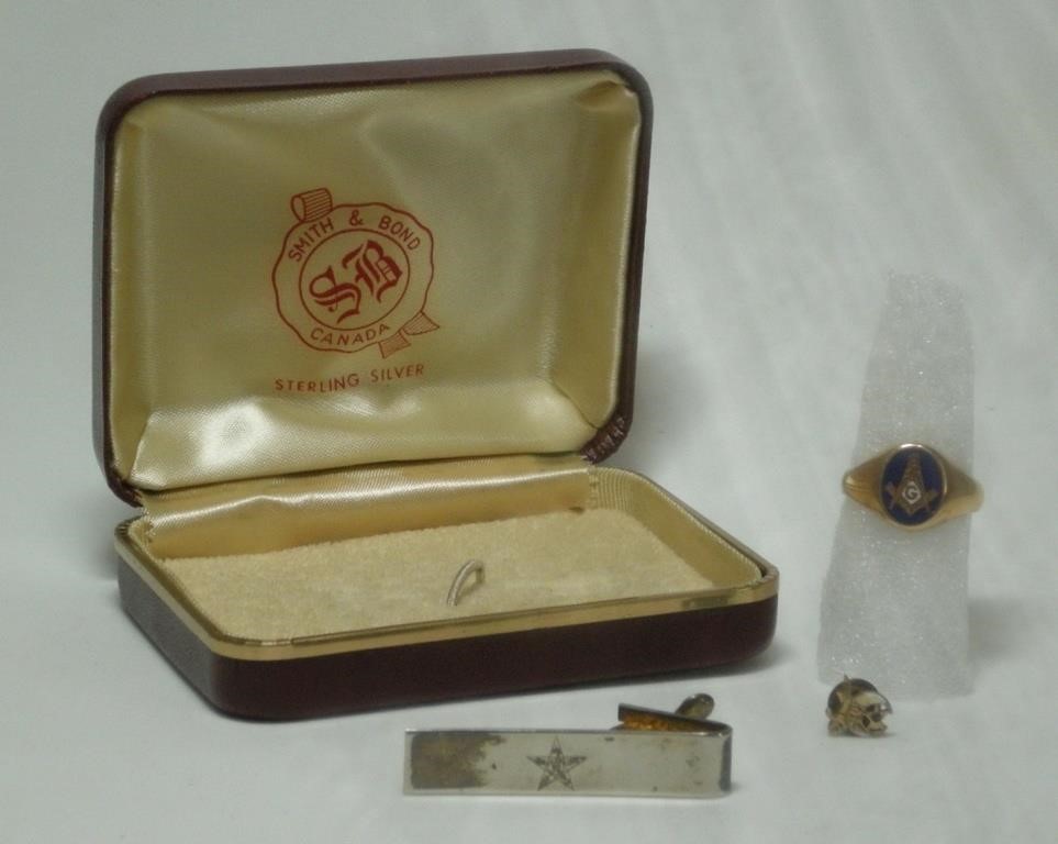 Masonic Gold Men's Ring #2 w/ Pin & Tie Clip.