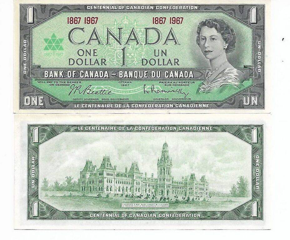 1967 Canadian Centennial $1 banknotes.