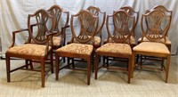 Vintage Mahogany Shield Back Dining Chairs - 8