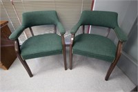 Pair of Button & Tufted Fabric Chairs