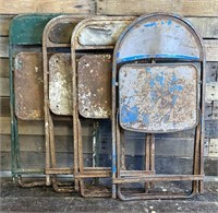 (4) Rustic Metal Folding Chairs