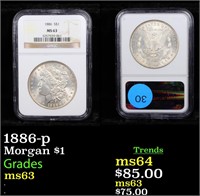 1886-p Morgan $1 Graded ms63