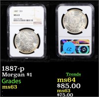 1887-p Morgan $1 Graded ms63