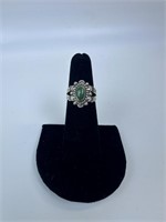 Sterling Green Jade Ring