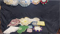 Box of Doilies and miscellaneous linens