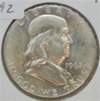 1962 D FRANKLIN HALF GEM FBL