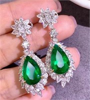 9ct Natural Emerald Earrings in 18k Yellow Gold