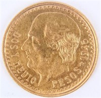 Coin 1945 2.5 Mexican Gold Peso BU