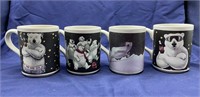 Set of 4 Vintage Coca-Cola Polar Bear Coffee Mugs