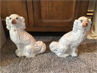 ANTIQUE ENGLISH STAFFORDSHIRE? SPANIEL DOGS