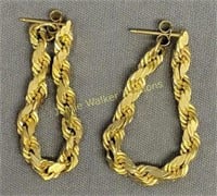 14k Gold Rope Earrings 1.4 Dwt