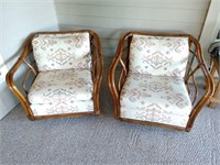 Pair of Padded Rattan Chairs