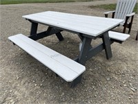 Plywood Picnic Table Gray and White