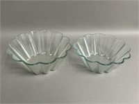 Pair of Pyrex Fluted Glass Nesting Cake Molds