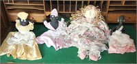 (4) cloth doll babies and mammies, (3) black &
