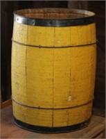 Painted yellow nail keg, 17" tall