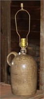 Stoneware jug lamp, 12" to top of neck, showing a