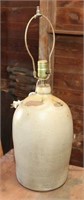 2 gallon stoneware jug lamp, 14.5" to top of jug