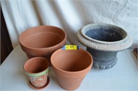 Four Clay Flower Pots