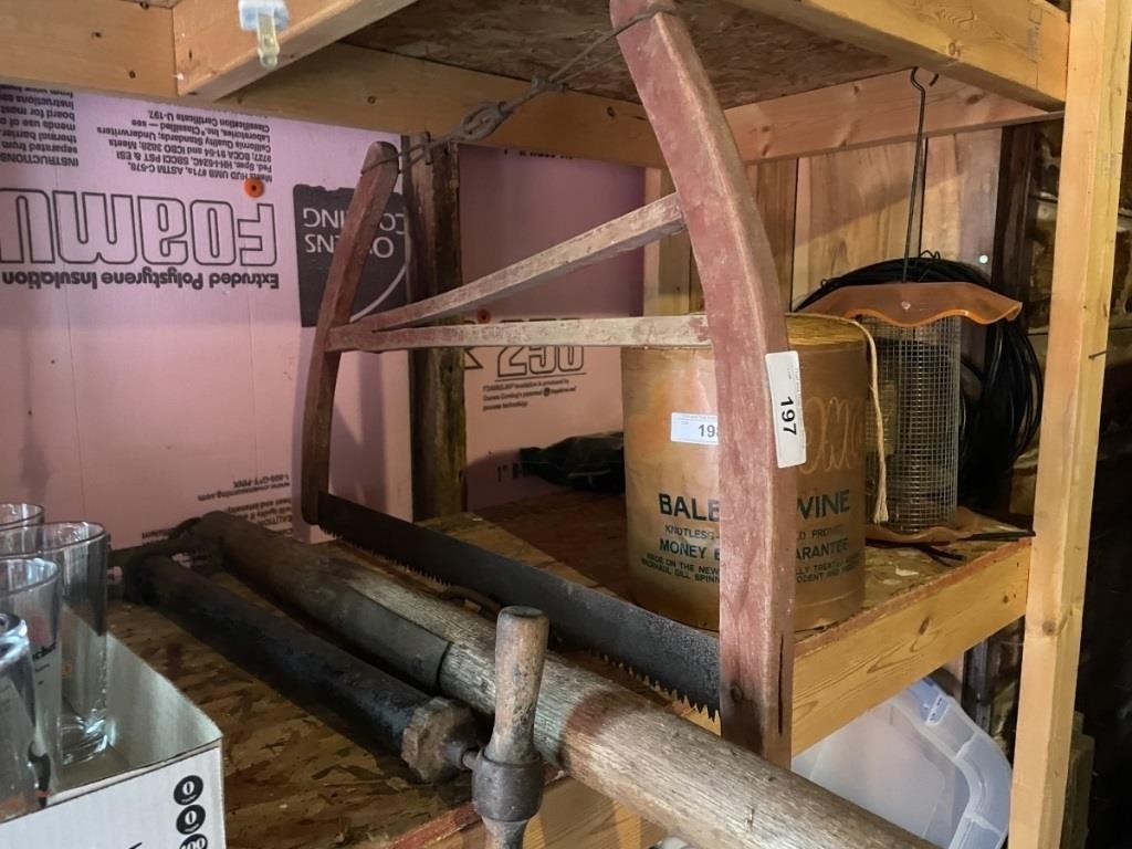 ANTIQUE SAW, PUMP, AND MORE