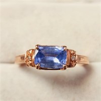 $5200 10K  Sapphire(1.6ct) Diamond(0.02ct) Ring