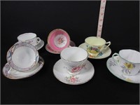 6 OLD CUPS AND SAUCERS