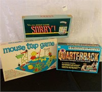 3 Vintage Board Games, Sorry, Mouse Trap +