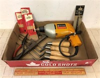 DRILL AND WOODEN TOOLS