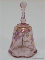 Fenton Glass Rose Color 4" Bell Artist Signed