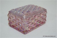 Fenton Iridescent Pink Diamond Quilt Dresser Box