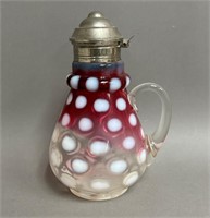 Cranberry Hobbs Glass Syrup Pitcher