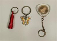 3 Keychains, 1 Flashlight, 1 Butterfly,