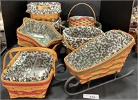 9 Christmas Holly Berry Longaberger Baskets.