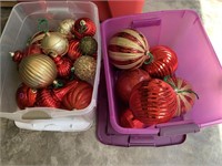 2 TOTES OF PLASTIC CHRISTMAS BALLS - ASSORTED