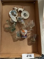 Art Glass Basket, Shot Glasses, & Souvenir Items