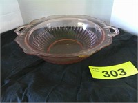 Pink Depression Bowl w/Handles