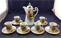 14 Piece, Includes Teapot Lid, Hand Painted