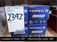 LOT, (2,000 +/-) ROUNDS OF FEDERAL CHAMPION .22