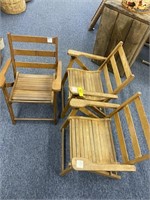 (3) Antique Wooden Folding Chairs