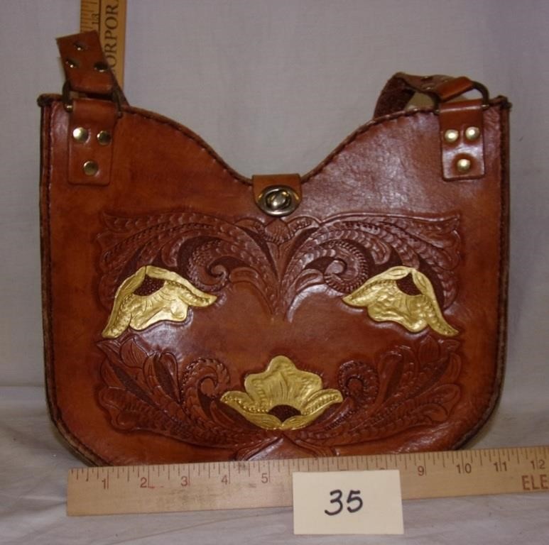 beautiful, tooled leather purse