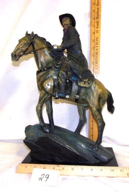 composition lg. horse w/rider statue