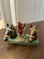 Vintage Horse Shakers and Saddle Toothpick Holder