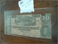 AUTHENTIC 1864 Confederate CSA $10 bill
