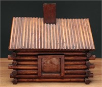 Vintage Log Cabin Felt Lined Jewelry Box