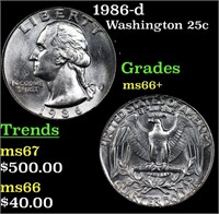 1986-d Washington Quarter 25c Grades GEM++ Unc