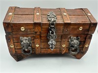 Vtg. Primative Wooden Pirate's Treasure Chest