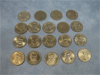 Twenty Gold Tone President Dollar Coins