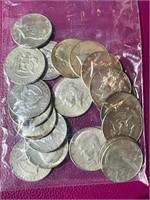 21 40% Silver Kennedy Half Dollars