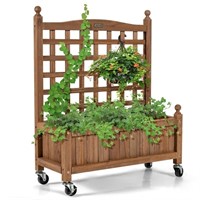 E7806  Gymax 32in Wood Planter Box w/Trellis