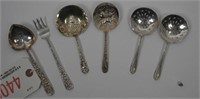 (6) solid sterling silver assorted serving